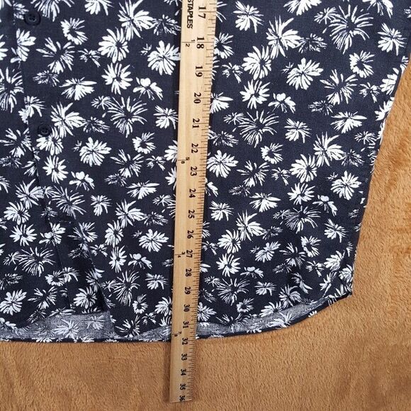 VINCE Shirt Mens XXL Black Floral Short Sleeve Pocket Button Up Linen Blend $225 - Picture 9 of 10